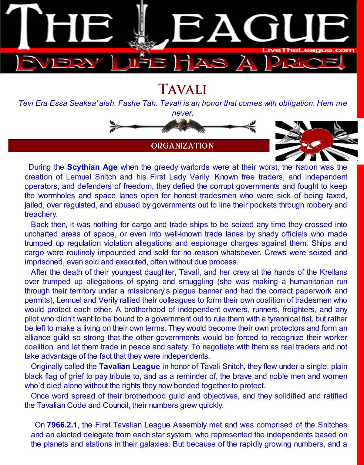 Tlavatli The League: Tavali